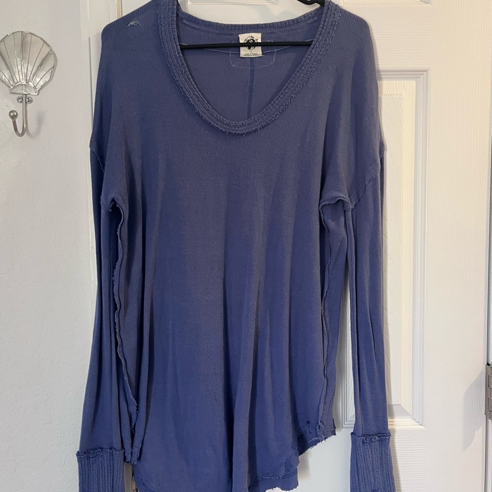 Free People Blue Long Sleeve Top